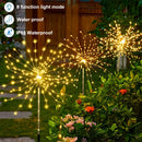 1 pacote de luzes solares para fogos de artifício ao ar livre, iluminação de feriados, luzes de fogos de artifício para jardim, pátio, Halloween, Natal, casamento, decoração de parede