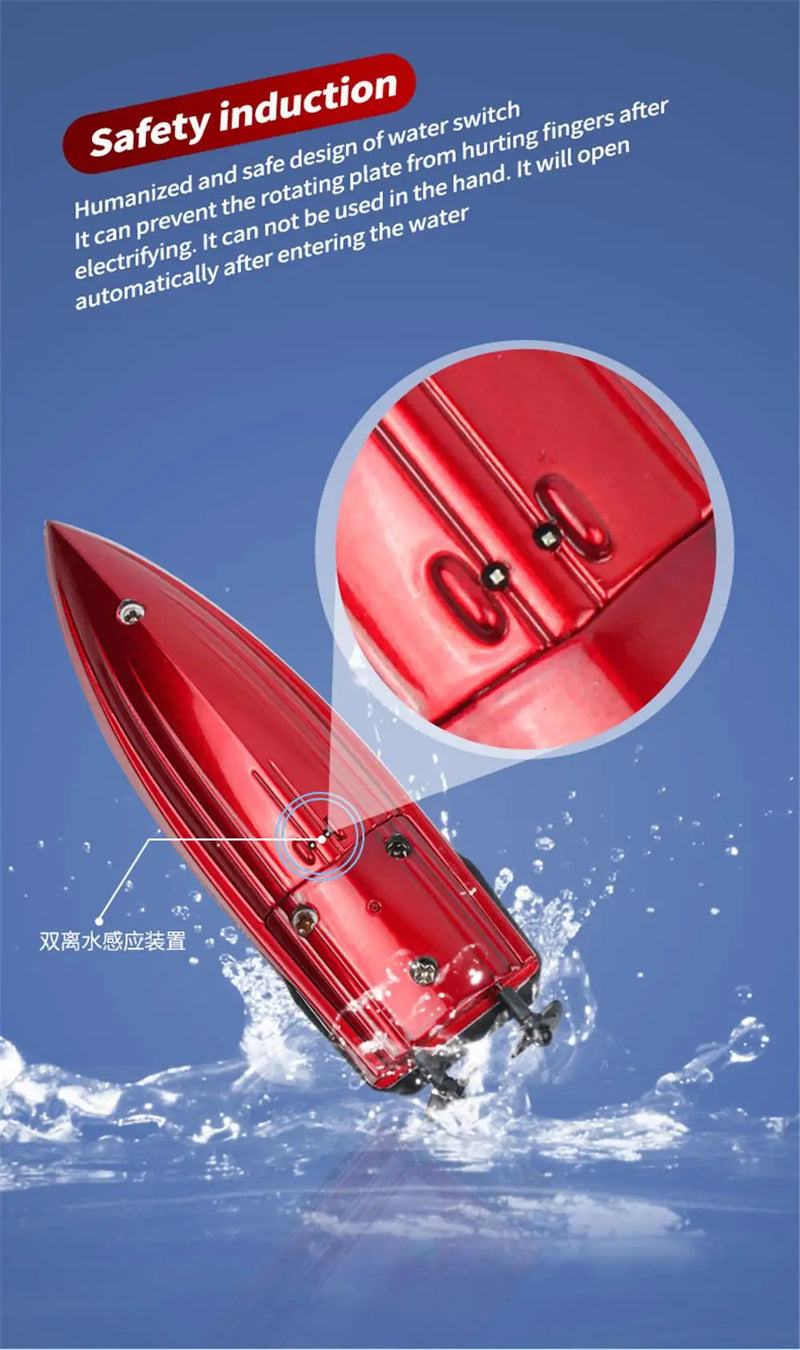 Mini RC Boat 5km/h Radio Remote Controlled High Speed Ship with LED Light Palm Boat Summer Water Toy Pool Toys Models Gifts