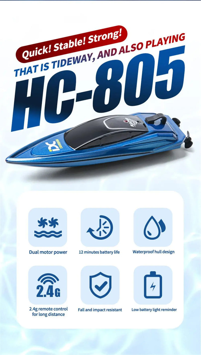 Mini RC Boat 5km/h Radio Remote Controlled High Speed Ship with LED Light Palm Boat Summer Water Toy Pool Toys Models Gifts