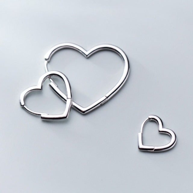 Brincos Argola Coração - Prata 925