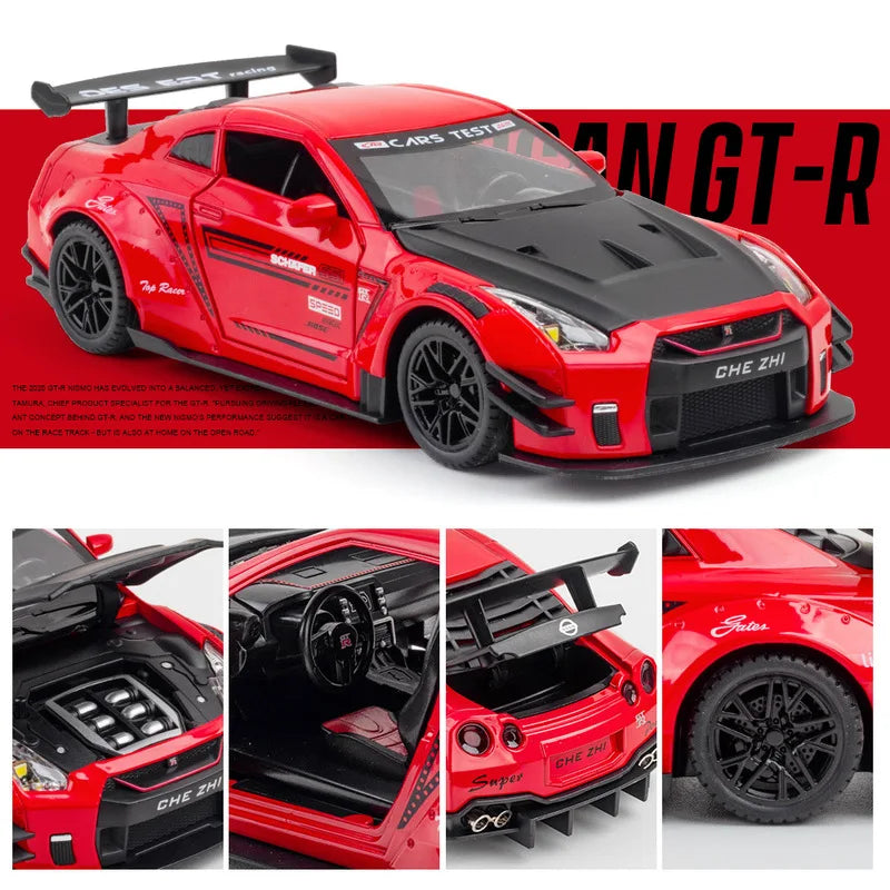 Nissan Skyline Ares GTR R35 Diecasts e veículos de brinquedo, modelo de carro de brinquedo de metal, simulação de alta qualidade, coleção de brinquedos para crianças