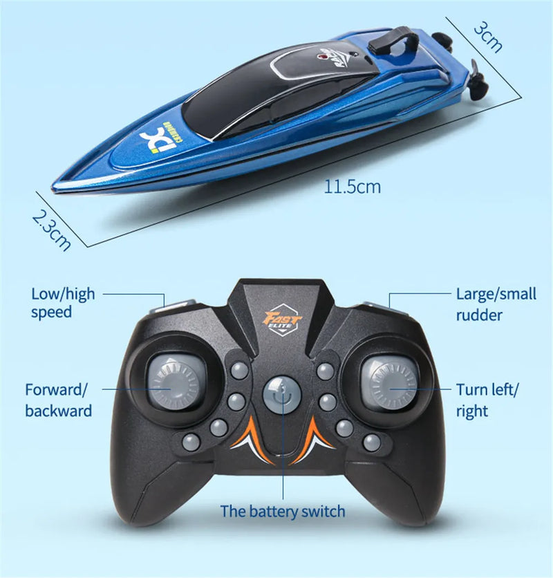Mini RC Boat 5km/h Radio Remote Controlled High Speed Ship with LED Light Palm Boat Summer Water Toy Pool Toys Models Gifts
