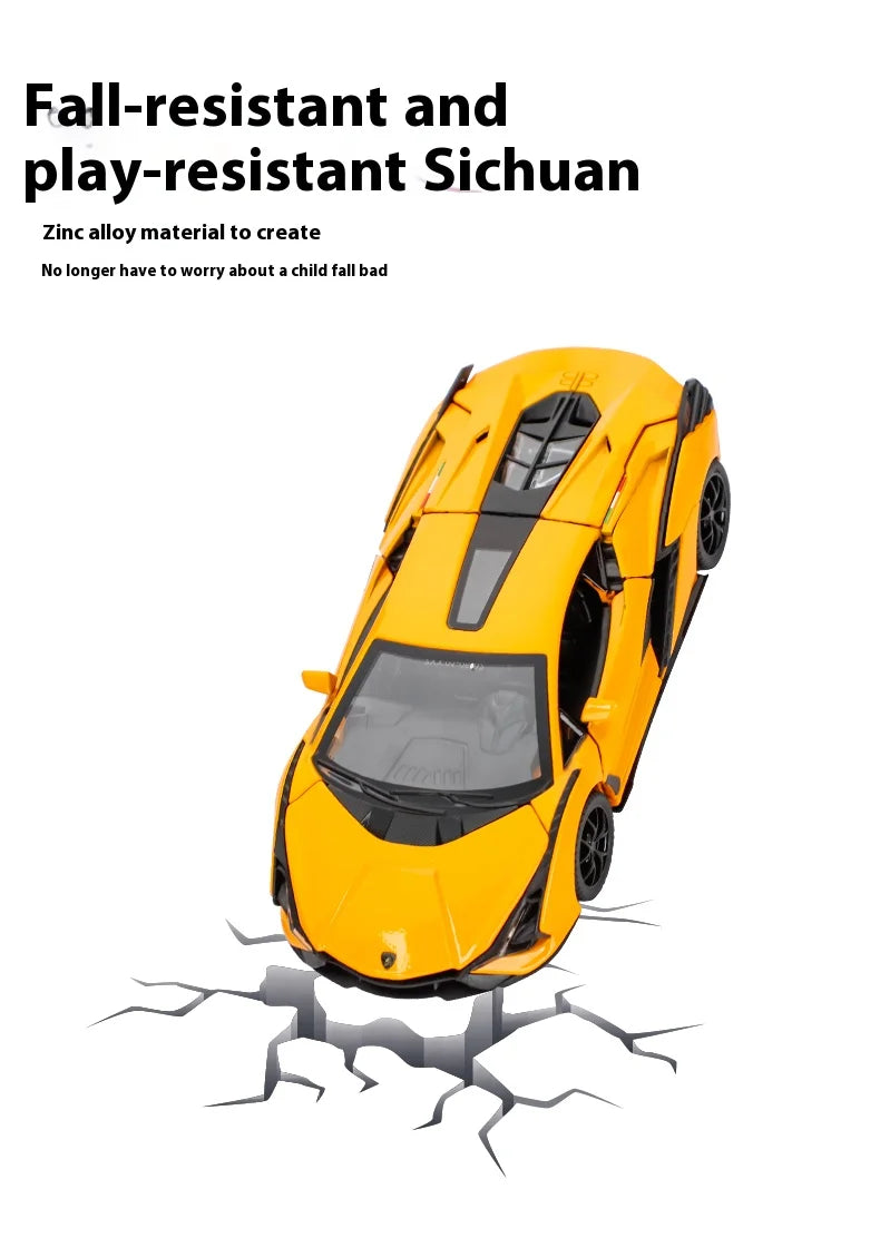 Lamborghini  modelo de liga leve - som e luz, ação retrátil, presente para crianças e fãs de carros esportivos