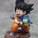 Dragon Ball Childhood Little Goku Hugs Puer Ya Mu Tea Little Follower Figures Doll Pvc Model Statue Collection Toys Ornamen Gift