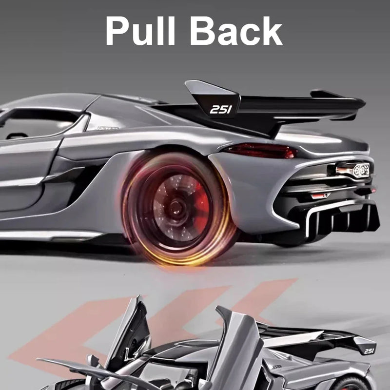 Jesko Super Car Model Toys Metal Diecast Light Music Pull Back Sports Cars Models Collection Racing Vehicle Gift Boys