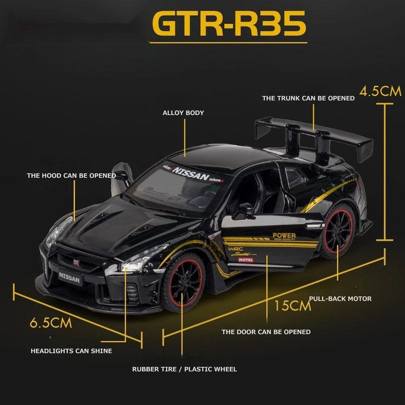 NISSAN GTR R35 Carro Esportivo Liga Modelo de Carro Diecasts e Veículos de Brinquedo Carros de Brinquedo Simulação Brinquedos Infantis para Presentes de Crianças Brinquedo