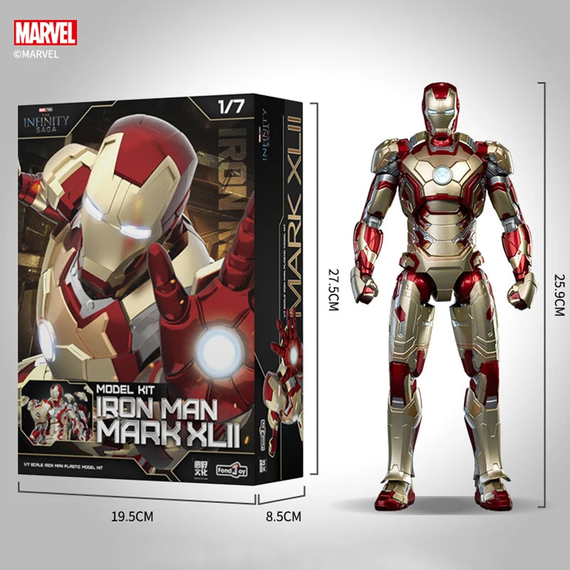 Homem de Ferro  Fondjoy Marvel MK42 Modelo Montado 10 pol. Figuras de Ação em Escala 1/7 Reatores podem emitir luz Ornamento Colecionável Brinquedo para Presente