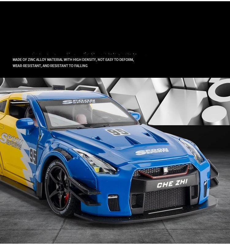 GTR Revuelto Carro de Liga de Brinquedo Miniatura Diecast Supercarro Portas Abertas Som Luz Puxar Volante Dianteiro Carros de Direção Presente para Criança