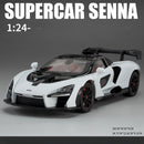 McLaren Senna Liga de Metal Fundido Modelo de Carro Som e Luz Coleção Hobby Super Racing Serie Presente de Aniversário para Menino