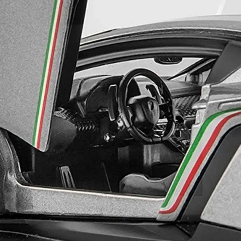 Lamborghini esportivo modelo Veneno, escala 1/24, porta que pode ser aberta, carro de brinquedo com roda dianteira dirigível