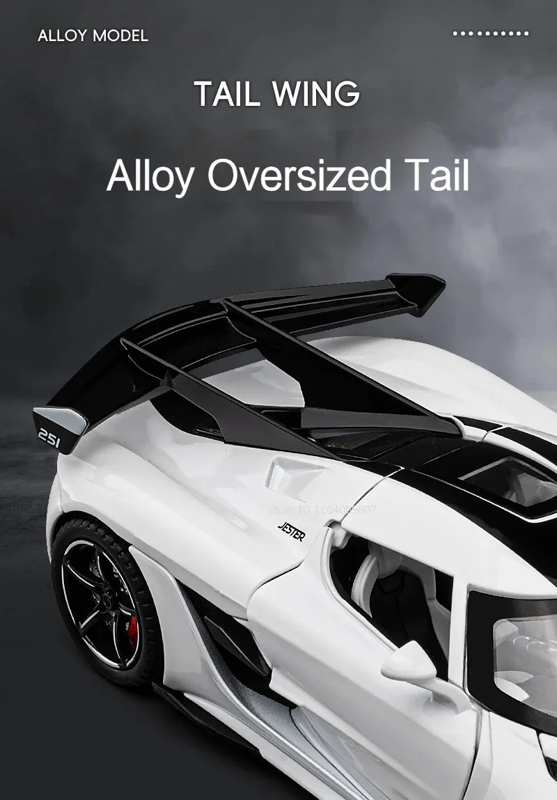 Jesko Super Car Model Toys Metal Diecast Light Music Pull Back Sports Cars Models Collection Racing Vehicle Gift Boys