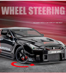 GTR Revuelto Carro de Liga de Brinquedo Miniatura Diecast Supercarro Portas Abertas Som Luz Puxar Volante Dianteiro Carros de Direção Presente para Criança