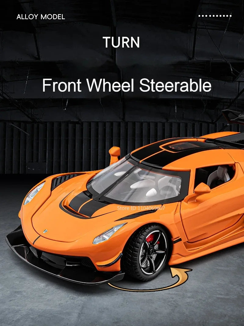 Jesko Super Car Model Toys Metal Diecast Light Music Pull Back Sports Cars Models Collection Racing Vehicle Gift Boys