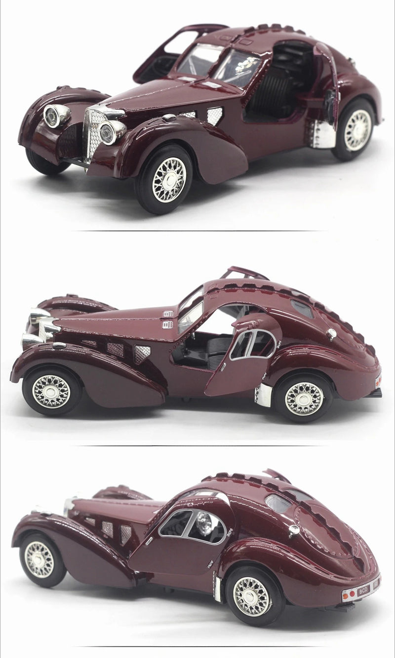 Bugatti 57SC Atlantic Classic Car Simulação Diecast Metal Alloy Model Car Coleção de brinquedos para crianças Presentes