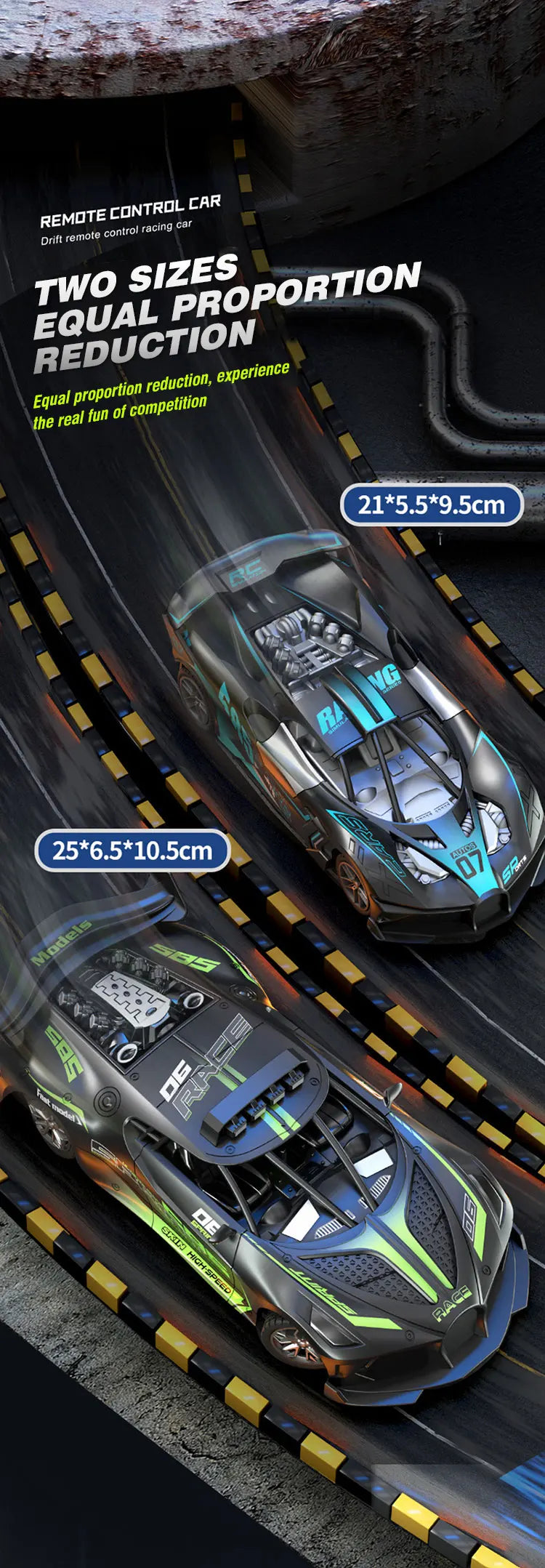 Carro de corrida elétrico de controle remoto de alta velocidade com 4 canais, modelo de veículo esportivo para meninos e crianças, presente de aniversário