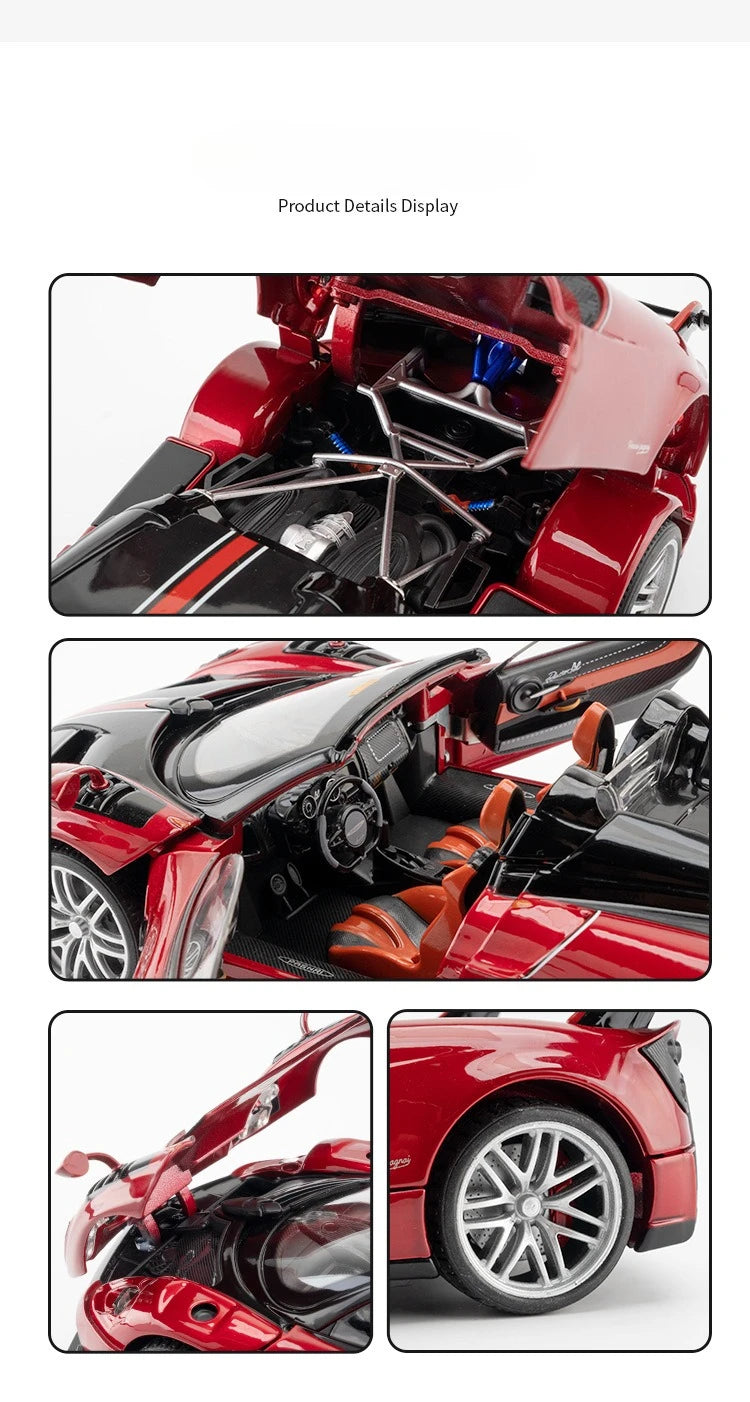 Pagani Huayra BC Blu Francia/Candy Blue com detalhes em carbono, modelo de carro 1/18 da Autoart