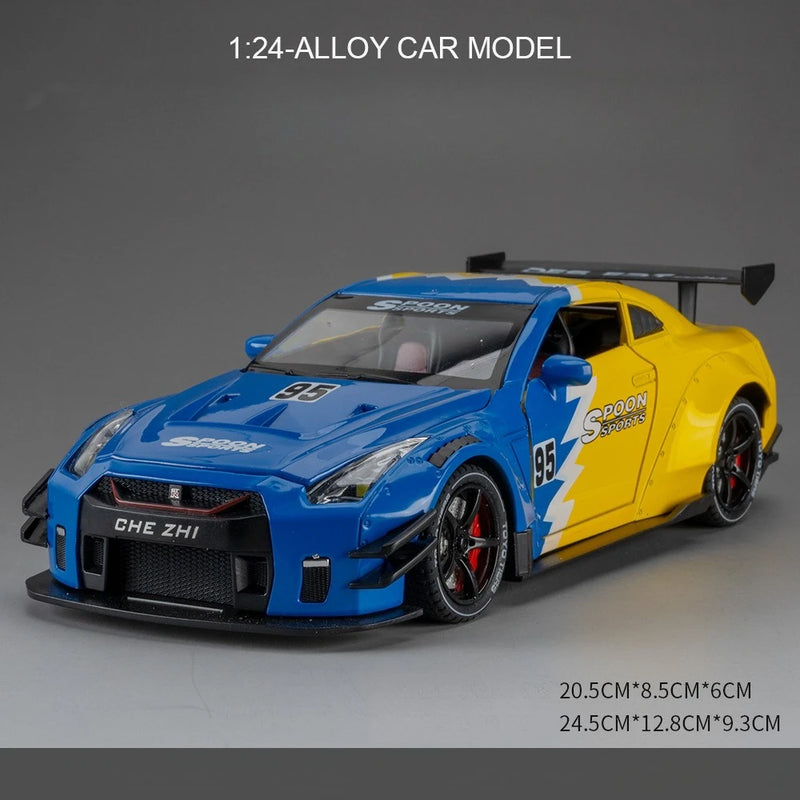 GTR Revuelto Carro de Liga de Brinquedo Miniatura Diecast Supercarro Portas Abertas Som Luz Puxar Volante Dianteiro Carros de Direção Presente para Criança