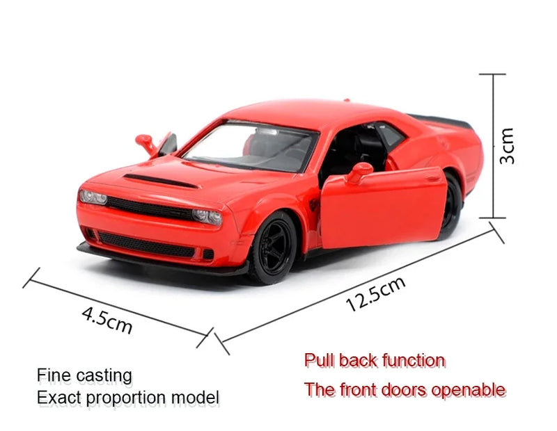 Dodge Challenger SRT Demon Sports Car Alloy Diecast Car Modelo de brinquedo com retrocesso para crianças Presentes Coleção de brinquedos