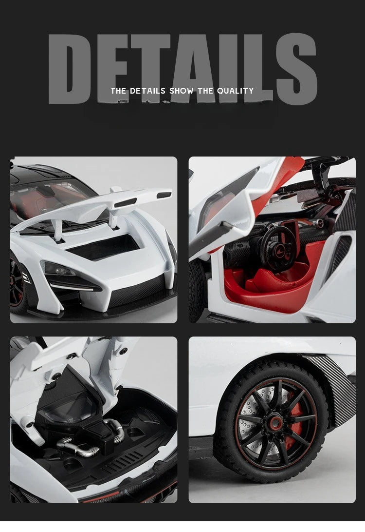 McLaren Senna Liga de Metal Fundido Modelo de Carro Som e Luz Coleção Hobby Super Racing Serie Presente de Aniversário para Menino
