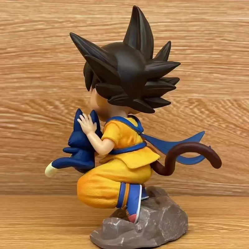 Dragon Ball Childhood Little Goku Hugs Puer Ya Mu Tea Little Follower Figures Doll Pvc Model Statue Collection Toys Ornamen Gift