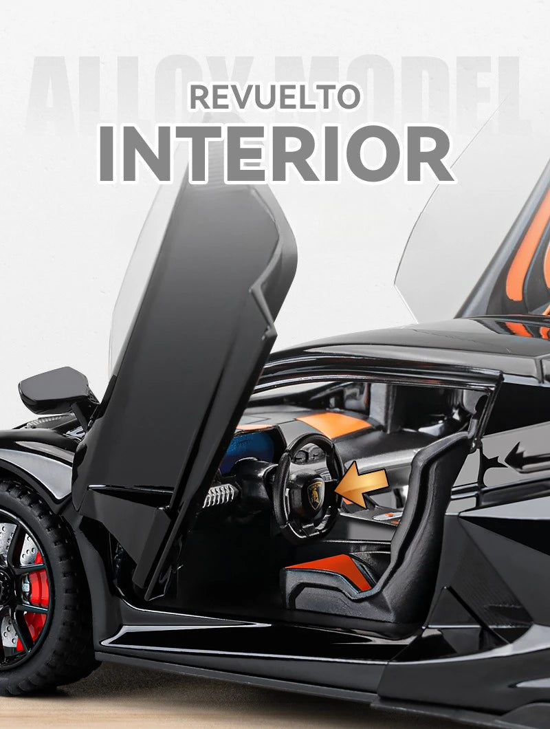 Lamborghini Revuelto Carro de Corrida Liga de Metal Modelo Computador Desktop Enfeites Decoração Moderna Presente de Aniversário para Meninos