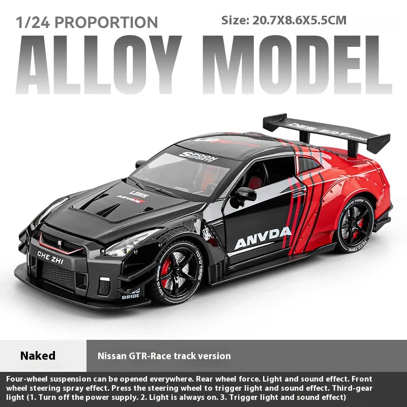 Nissan Skyline Ares GTR R35 Diecasts e veículos de brinquedo, modelo de carro de brinquedo de metal, simulação de alta qualidade, coleção de brinquedos para crianças