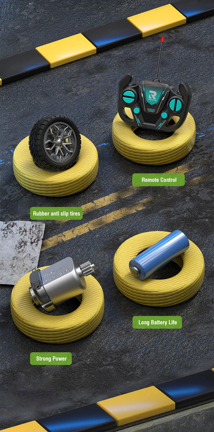 Carro de corrida elétrico de controle remoto de alta velocidade com 4 canais, modelo de veículo esportivo para meninos e crianças, presente de aniversário