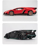 Lamborghini esportivo modelo Veneno, escala 1/24, porta que pode ser aberta, carro de brinquedo com roda dianteira dirigível