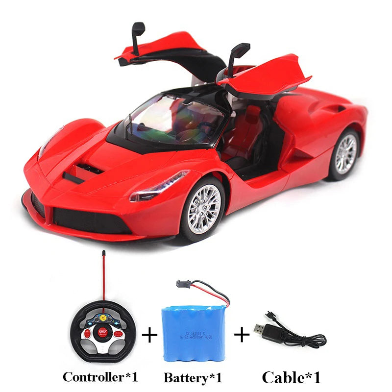 Carro elétrico RC clássico com controle remoto, Ferrari Bateria Recarregável  porta que pode abrir, brinquedo para meninos e meninas, presente para crianças