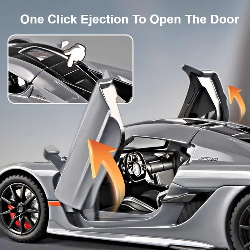 Jesko Super Car Model Toys Metal Diecast Light Music Pull Back Sports Cars Models Collection Racing Vehicle Gift Boys