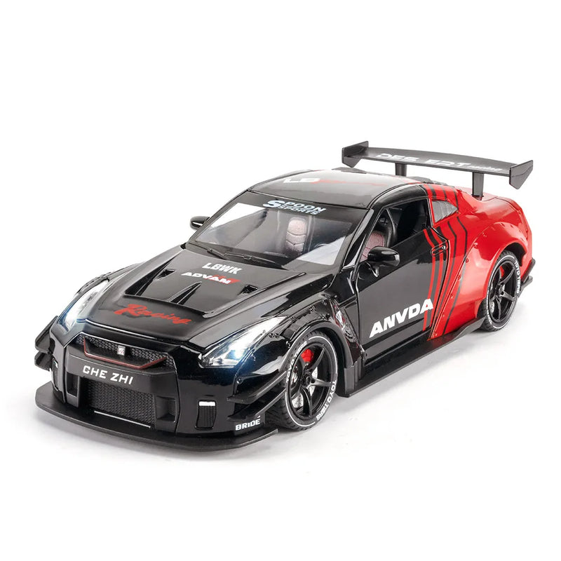 GTR Revuelto Carro de Liga de Brinquedo Miniatura Diecast Supercarro Portas Abertas Som Luz Puxar Volante Dianteiro Carros de Direção Presente para Criança