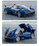 Pagani Huayra BC Blu Francia/Candy Blue com detalhes em carbono, modelo de carro 1/18 da Autoart