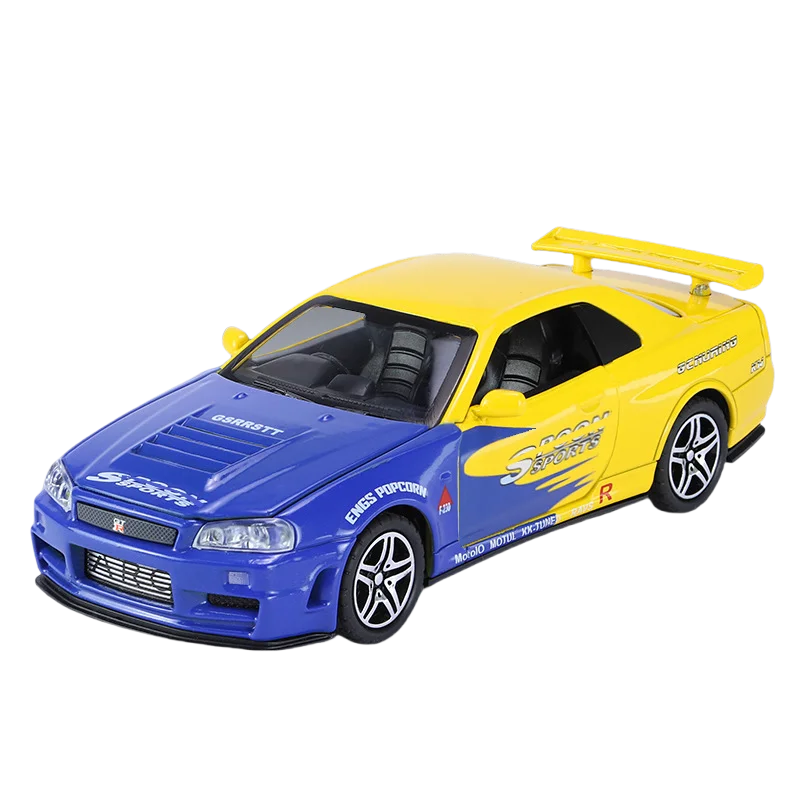 GTR R34 SKYLINE Liga Rápida Simulação Carro Modelo Diecasts & Veículos de Brinquedo e Carros Decoração Brinquedos para Crianças