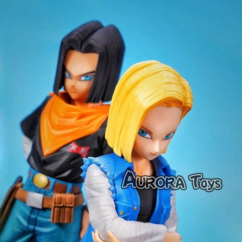 Figura de ação de anime Dragon Ball Z Android 18 e Android 17 em PVC,  24 cm coleção de brinquedos e presentes