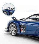 Pagani Huayra BC Blu Francia/Candy Blue com detalhes em carbono, modelo de carro 1/18 da Autoart