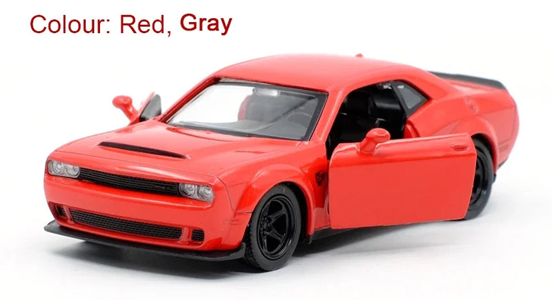 Dodge Challenger SRT Demon Sports Car Alloy Diecast Car Modelo de brinquedo com retrocesso para crianças Presentes Coleção de brinquedos