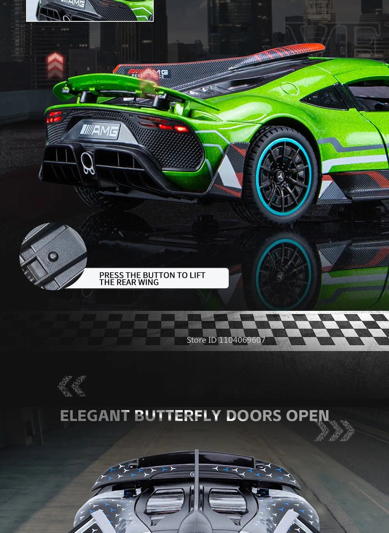 ONE Sports Car Modelo Brinquedo Modificado Metal Diecast Veículos de Roda Livre Simulação Som e Luz Presente para Crianças