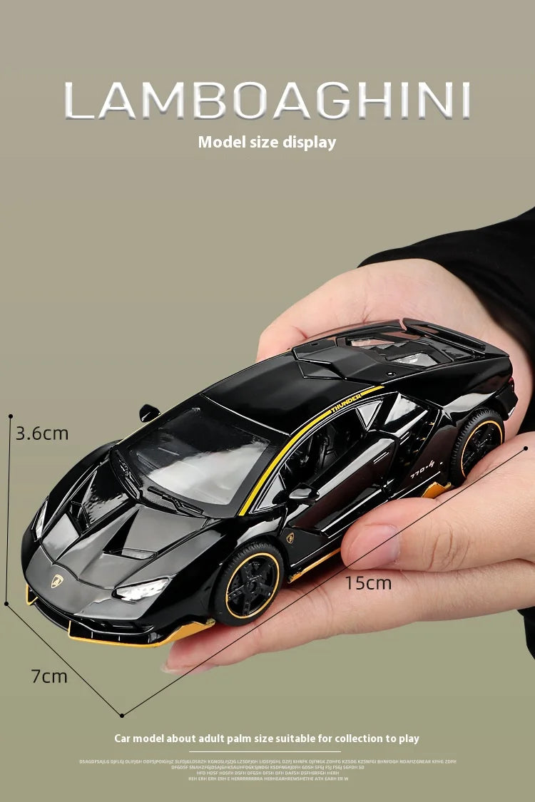 Lamborghini Centenario Lp770 diecast  modelo carros liga automóveis brinquedos presente para crianças puxar para trás luz música