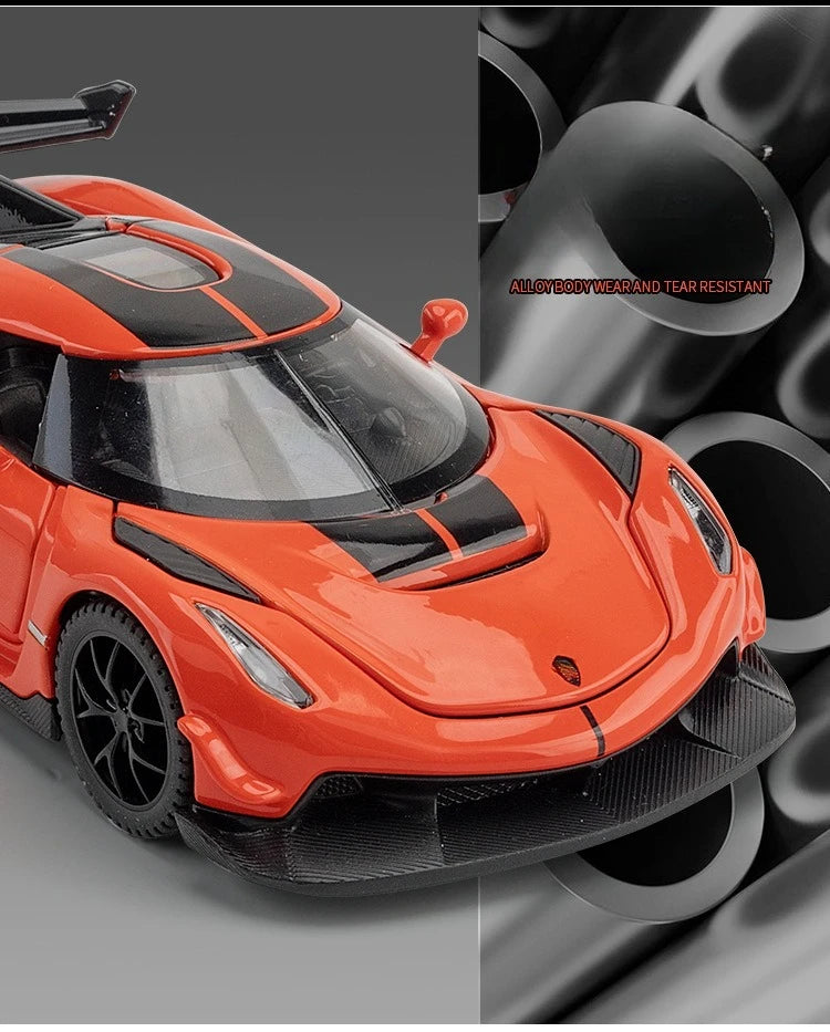 1:32 Scale Alloy Supercar Toy Car Model with Sound & Light, Retro Pullback Action - Ideal Gift for Kids, Authentic Detai