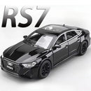 Audi RS7 Sportback, liga metálica fundida, 6 portas abertas com pneus de borracha retráteis, ornamento, veículo, brinquedos, presentes
