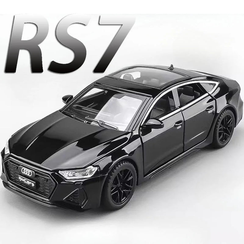 Audi RS7 Sportback, liga metálica fundida, 6 portas abertas com pneus de borracha retráteis, ornamento, veículo, brinquedos, presentes