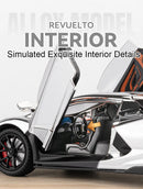 REVUELTO Miniatura Modelo Brinquedo Carros Esportivos Liga Fundida Supercarros Som Luz Portas Abertas Puxe para Trás para Presentes de Crianças