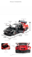 GTR Revuelto Carro de Liga de Brinquedo Miniatura Diecast Supercarro Portas Abertas Som Luz Puxar Volante Dianteiro Carros de Direção Presente para Criança