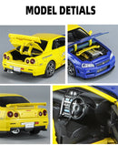 GTR R34 SKYLINE Liga Rápida Simulação Carro Modelo Diecasts & Veículos de Brinquedo e Carros Decoração Brinquedos para Crianças