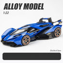 GT V12 Super Concept Sports Car Alloy Metal Diecast Modelo de Carro Som Luz Brinquedos Infantis