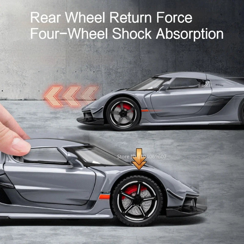 Jesko Super Car Model Toys Metal Diecast Light Music Pull Back Sports Cars Models Collection Racing Vehicle Gift Boys