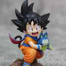 Dragon Ball Childhood Little Goku Hugs Puer Ya Mu Tea Little Follower Figures Doll Pvc Model Statue Collection Toys Ornamen Gift