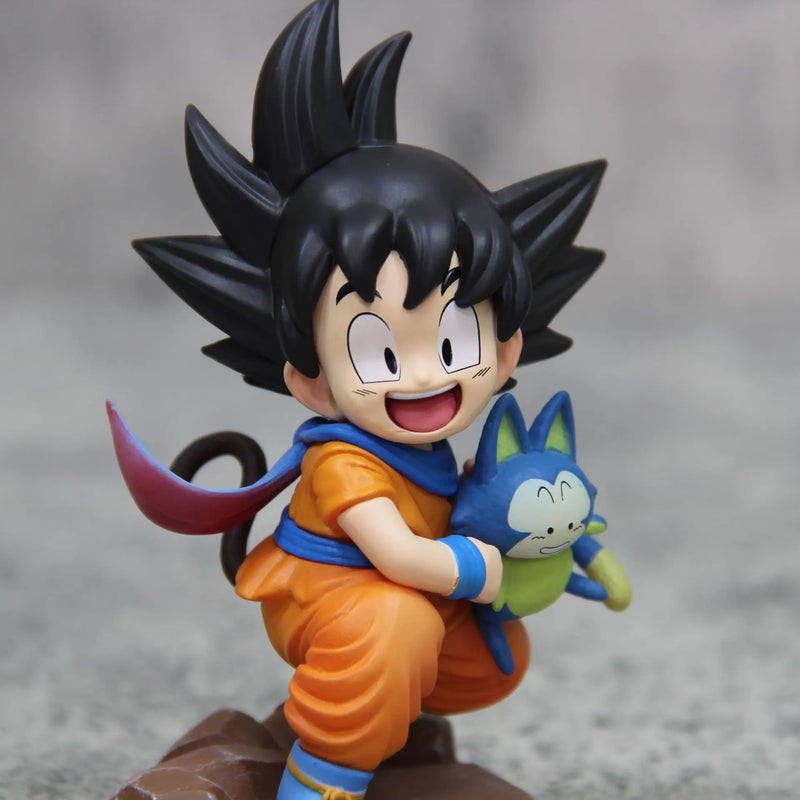 Dragon Ball Childhood Little Goku Hugs Puer Ya Mu Tea Little Follower Figures Doll Pvc Model Statue Collection Toys Ornamen Gift
