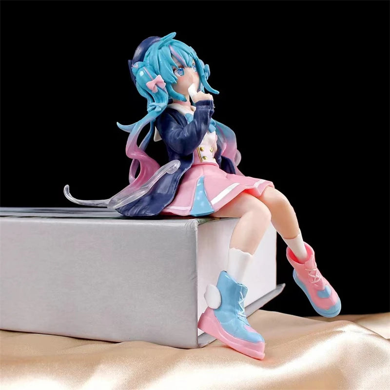 Figura de ação de pvc Hatsune Miku, figura de ação de anime fofa de Miku sentada, modelo de desenho animado kawaii, presente de aniversário para crianças