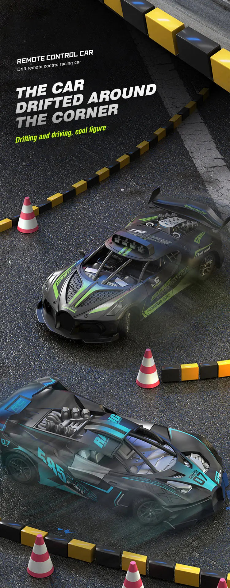 Carro de corrida elétrico de controle remoto de alta velocidade com 4 canais, modelo de veículo esportivo para meninos e crianças, presente de aniversário